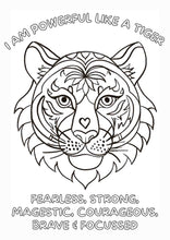 Load image into Gallery viewer, Strength of a tiger colouring in activity FREE PRINTABLE