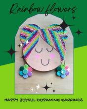 Load image into Gallery viewer, RAINBOW flower earrings polymer clay