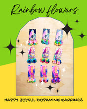 Load image into Gallery viewer, RAINBOW flower earrings polymer clay