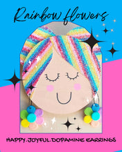 Load image into Gallery viewer, RAINBOW flower earrings polymer clay