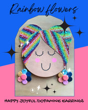 Load image into Gallery viewer, RAINBOW flower earrings polymer clay