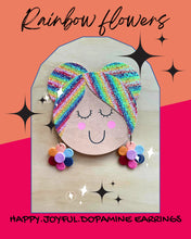 Load image into Gallery viewer, RAINBOW flower earrings polymer clay