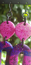 Load image into Gallery viewer, SALE $10!!! Pretty purple rainbows Polymer clay handmade earrings