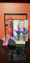 Load image into Gallery viewer, SALE $10!!!! Purple goddess crowns handmade earrings polymer clay