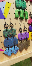 Load image into Gallery viewer, Lilac & golden glitter handmade polymer clay earrings