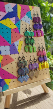 Load image into Gallery viewer, Lilac & golden glitter handmade polymer clay earrings