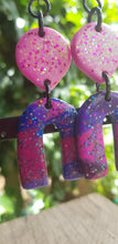 Load image into Gallery viewer, SALE $10!!! Pretty purple rainbows Polymer clay handmade earrings