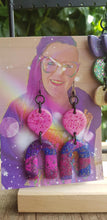 Load image into Gallery viewer, SALE $10!!! Pretty purple rainbows Polymer clay handmade earrings