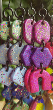 Load image into Gallery viewer, Magic magenta rainbow handmade polymer clay earrings