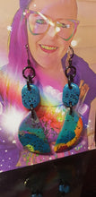 Load image into Gallery viewer, Turquoise swirl handmade polymer clay earrings