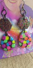 Load image into Gallery viewer, SALE $10!!! Polka dot & glitter handmade polymer clay earrings