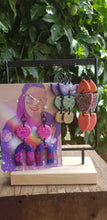 Load image into Gallery viewer, SALE $10!!! Pretty purple rainbows Polymer clay handmade earrings