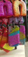 Load image into Gallery viewer, Marble & glitter handmade polymer clay earrings