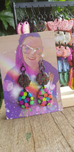 Load image into Gallery viewer, SALE $10!!! Polka dot & glitter handmade polymer clay earrings