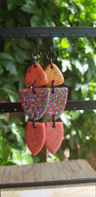 Load image into Gallery viewer, Coral glitter polymer clay earrings