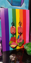 Load image into Gallery viewer, Peach glitter polymer clay handmade earrings