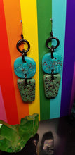 Load image into Gallery viewer, SALE $10!!!! Green earth mother handmade polymer clay earrings