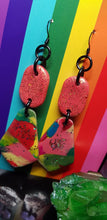 Load image into Gallery viewer, Peach glitter polymer clay handmade earrings
