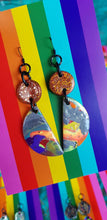 Load image into Gallery viewer, Golden earth handmade glitter polymer clay earrings