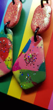 Load image into Gallery viewer, Peach glitter polymer clay handmade earrings