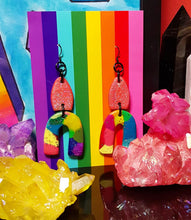 Load image into Gallery viewer, Tutti Fruiti rainbow handmade polymer clay earrings