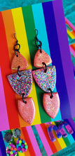 Load image into Gallery viewer, Coral glitter polymer clay earrings