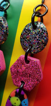 Load image into Gallery viewer, Black beauty polka dots glitter handmade polymer clay earrings