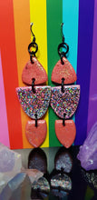 Load image into Gallery viewer, Coral glitter polymer clay earrings
