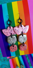 Load image into Gallery viewer, Pink goddess crown handmade polymer clay earrings