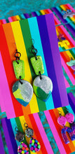 Load image into Gallery viewer, Lime & glitter polymer clay handmade earrings