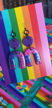 Load image into Gallery viewer, Purple berry handmade glitter polymer clay earrings