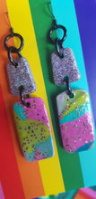 Load image into Gallery viewer, Marble & glitter handmade polymer clay earrings
