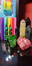Load image into Gallery viewer, SALE $10!!! Green dream rainbow handmade polymer clay earrings