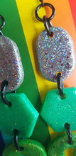 Load image into Gallery viewer, Clover hilltop handmade glitter polymer clay earrings