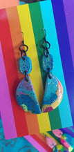 Load image into Gallery viewer, Turquoise swirl handmade polymer clay earrings