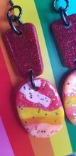 Load image into Gallery viewer, Red fire glitter handmade polymer clay earrings