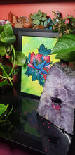 Load image into Gallery viewer, Turquoise & red open lotus flower Australian floral tattoo inspired artwork