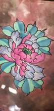Load image into Gallery viewer, Earthy turquoise peony Australian floral tattoo inspired artwork