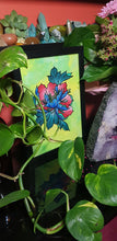 Load image into Gallery viewer, Turquoise & red open lotus flower Australian floral tattoo inspired artwork