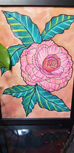 Load image into Gallery viewer, Light pink camelia flower Australian floral tattoo inspired artwork