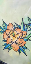 Load image into Gallery viewer, Orange peony flower Australian floral tattoo inspired artwork