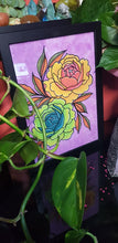 Load image into Gallery viewer, Lime & yellow peonies flower Australian floral tattoo inspired artwork