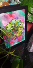 Load image into Gallery viewer, Green dahlia flower Australian floral tattoo inspired artwork