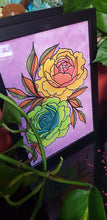 Load image into Gallery viewer, Lime & yellow peonies flower Australian floral tattoo inspired artwork