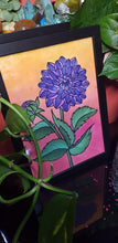 Load image into Gallery viewer, Sunset & purple dahlia flower Australian floral tattoo inspired artwork