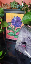 Load image into Gallery viewer, Sunset & purple dahlia flower Australian floral tattoo inspired artwork
