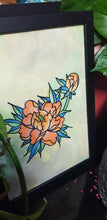 Load image into Gallery viewer, Orange peony flower Australian floral tattoo inspired artwork