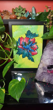 Load image into Gallery viewer, Turquoise & red open lotus flower Australian floral tattoo inspired artwork