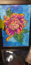 Load image into Gallery viewer, Sunset crysanthemum flower Australian floral tattoo inspired artwork