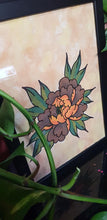 Load image into Gallery viewer, Earthy brown peony flower Australian floral tattoo inspired artwork